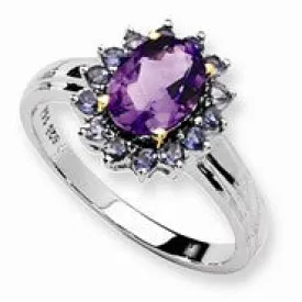 Sterling Silver & 14k Yellow Gold Amethyst & Iolite Ring