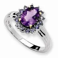 Sterling Silver & 14k Yellow Gold Amethyst & Iolite Ring