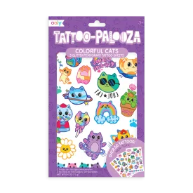 Tattoo-Palooza Temporary Tattoos - Colorful Cats - 3 Sheets