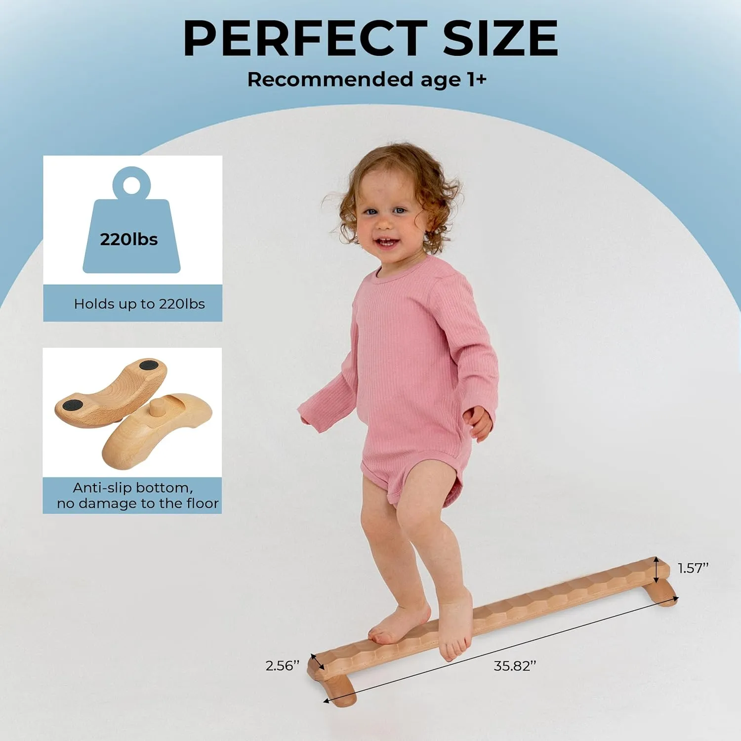 Toddler Balance Beam - Beechwood Kids Balance Board for Indoor & Outdoor Use, Ages 3-5 & 1-3