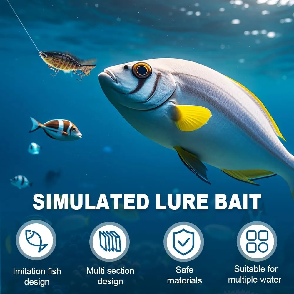 Upgraded Robotic Fishing Lure, 2025 New 3D Swimming Bait for Freshwater & Saltwater, Fishing Gear Attracts Fishing Lures Walleye Trout Bass Fishing Hook