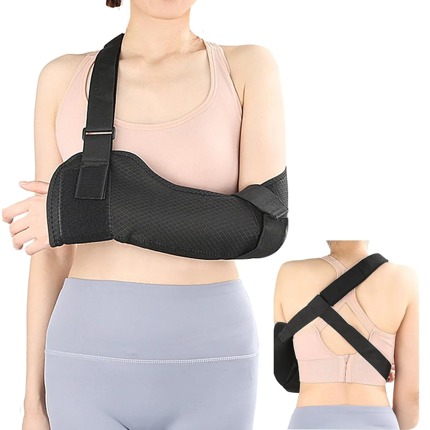 Upriver Arm Sling Shoulder Immobilizer with Waist Strap, Breathable Shoulder Sling for Torn Rotator Cuff Shoulder Injury, Shoulder Support for Wrist Elbow Surgery, Men and Women