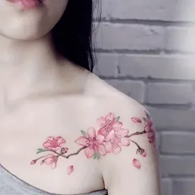 Waterproof Cherry Blossom Temporary Tattoos NonToxic Body Art Stickers