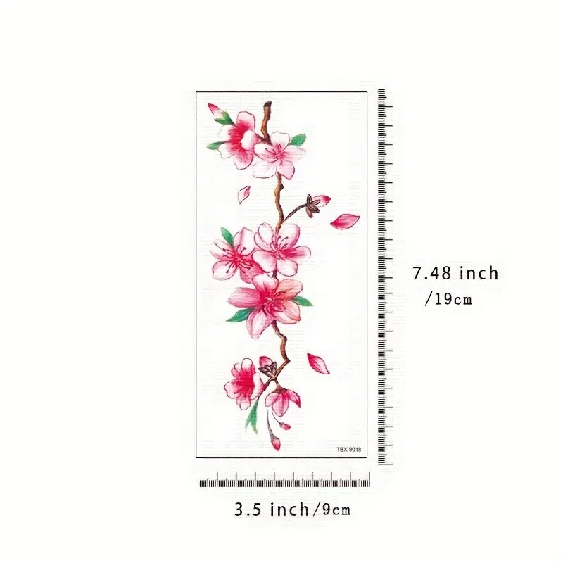 Waterproof Cherry Blossom Temporary Tattoos NonToxic Body Art Stickers
