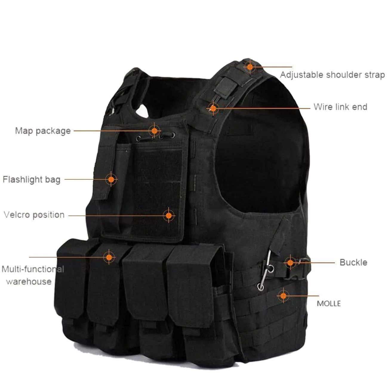 WLS Buckle Tape Belts Multi Pockets Vest