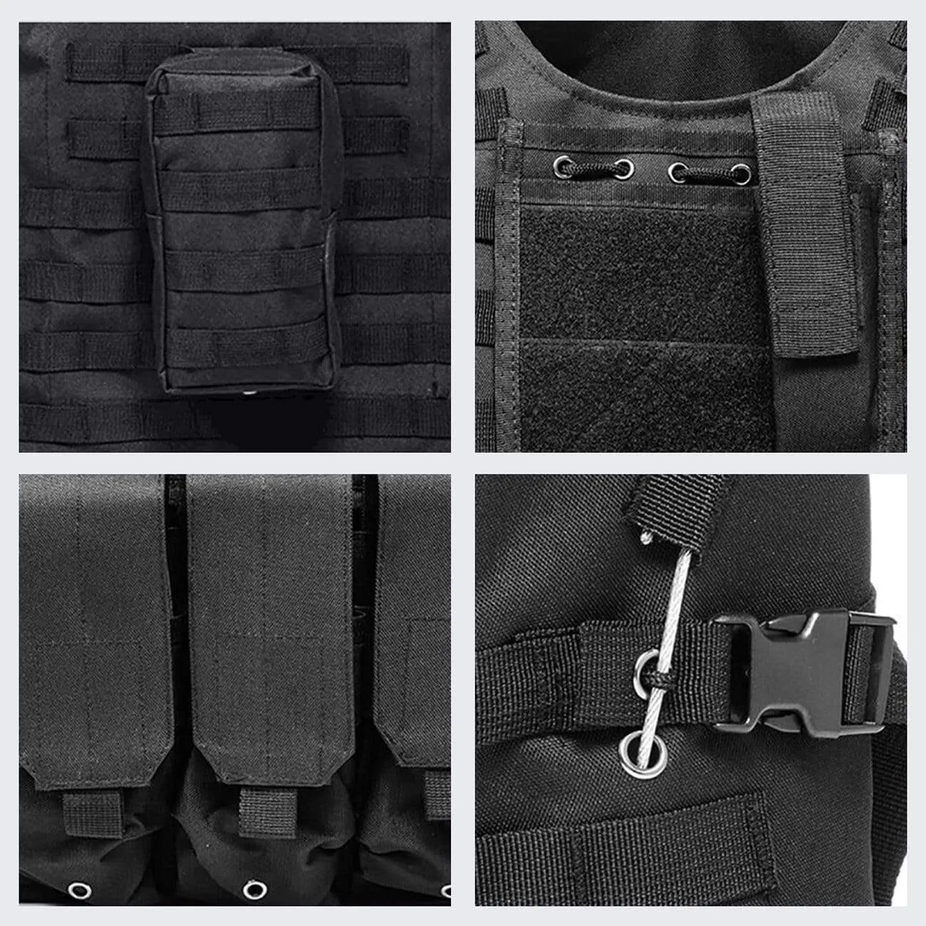 WLS Buckle Tape Belts Multi Pockets Vest