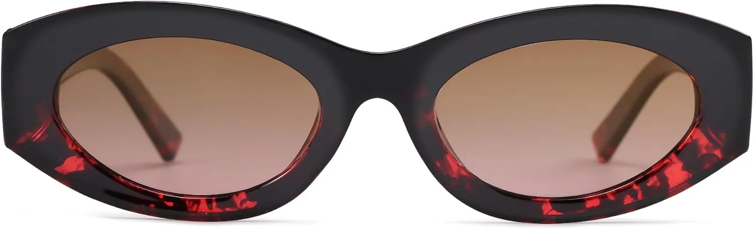 Women Polarized Oval Sunglasses UV400 Protection Retro Trendy Fashion Shades for Driving & Outdoor Wear