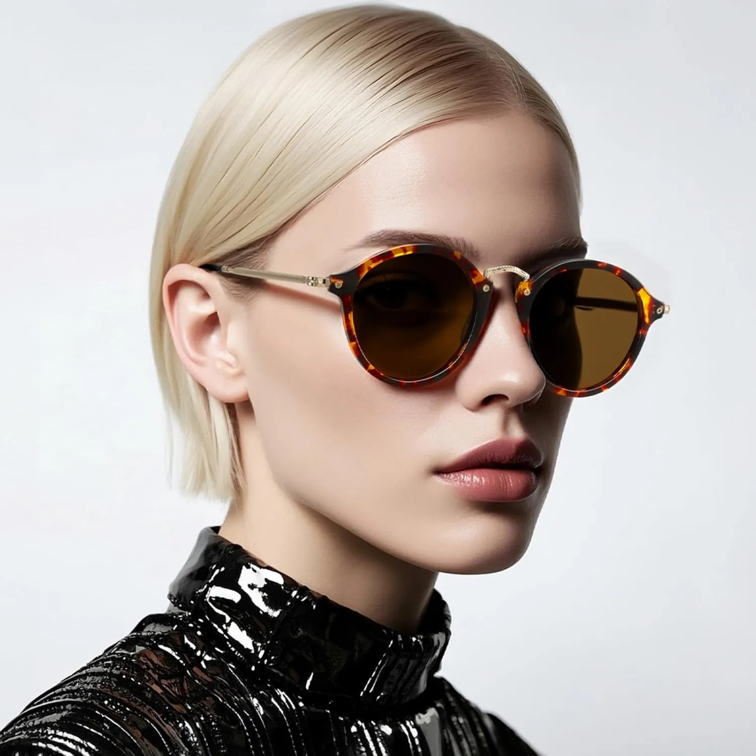 Women's Retro Round Sunglasses - Polarized Anti Glare UV400 Protection Vintage Driving Shades