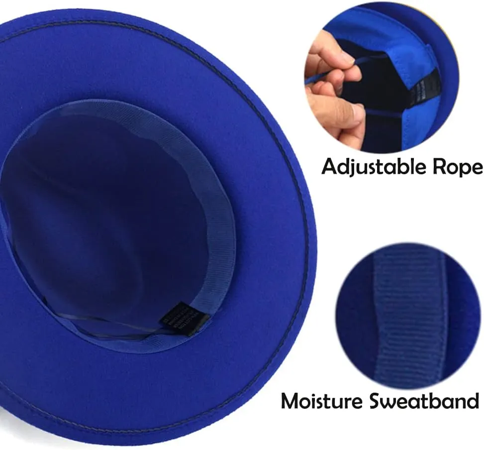 Womens Wide Brim Fedora Hat with Pearl Band Lady Panama Hat