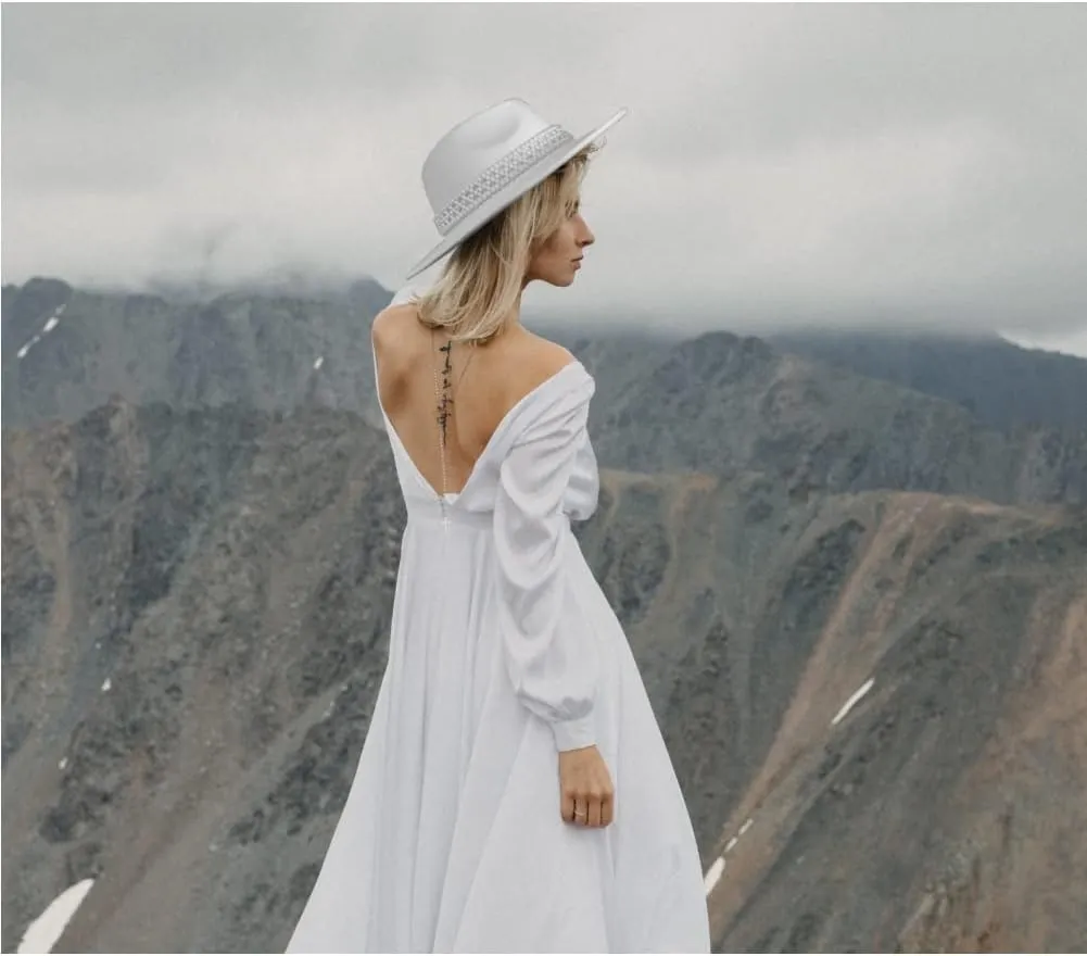 Womens Wide Brim Fedora Hat with Pearl Band Lady Panama Hat