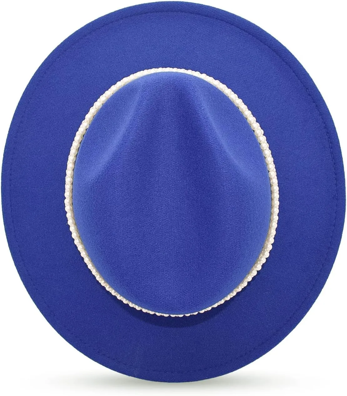 Womens Wide Brim Fedora Hat with Pearl Band Lady Panama Hat