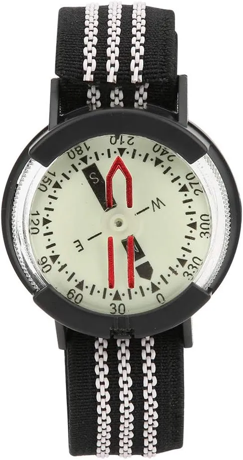 Wrist Compass, Portable Outdoor Waterproof Pressure Resistant Compass Adjustable Dial Compass Watch Glow Compass for Camping Diving Hiking
