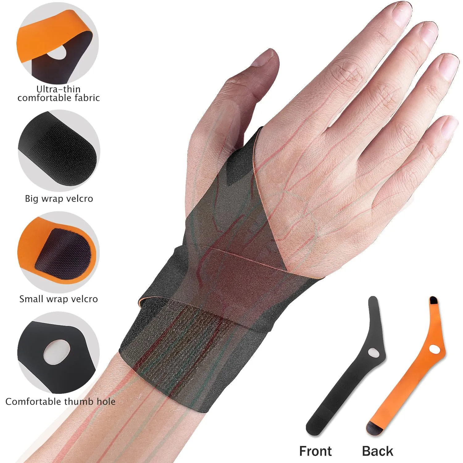 YUNYILAN Wrist Brace Wrist Wraps for Carpal Tunnel Ulnar Wrist Brace Ultra-Thin Elastic for Tear, Compression Strap Wrist Support Pain Relief Adjustable, Breathable for Men and Women (Black-Right)